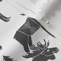 moose fabric // moose nursery baby fabric - charcoal