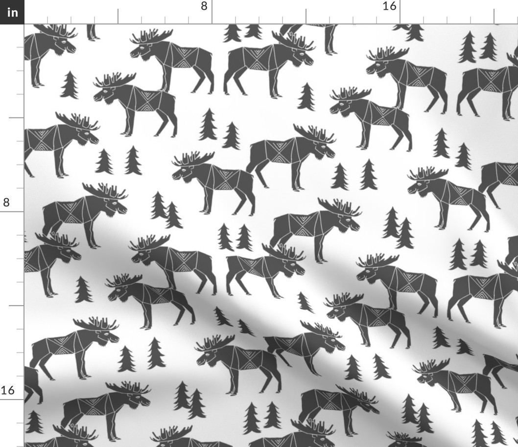 moose fabric // moose nursery baby fabric - charcoal