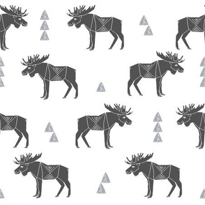 moose fabric // moose nursery baby fabric - charcoal and white