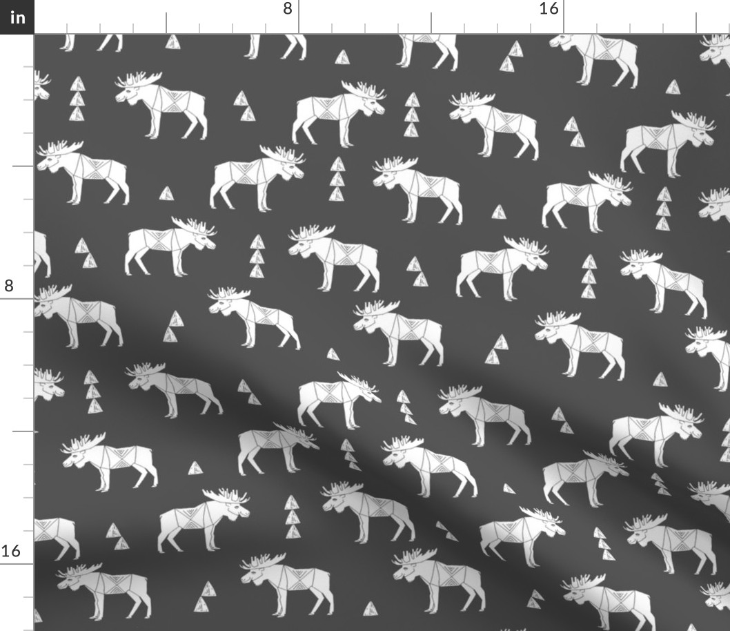 moose fabric // moose nursery baby fabric - charcoal