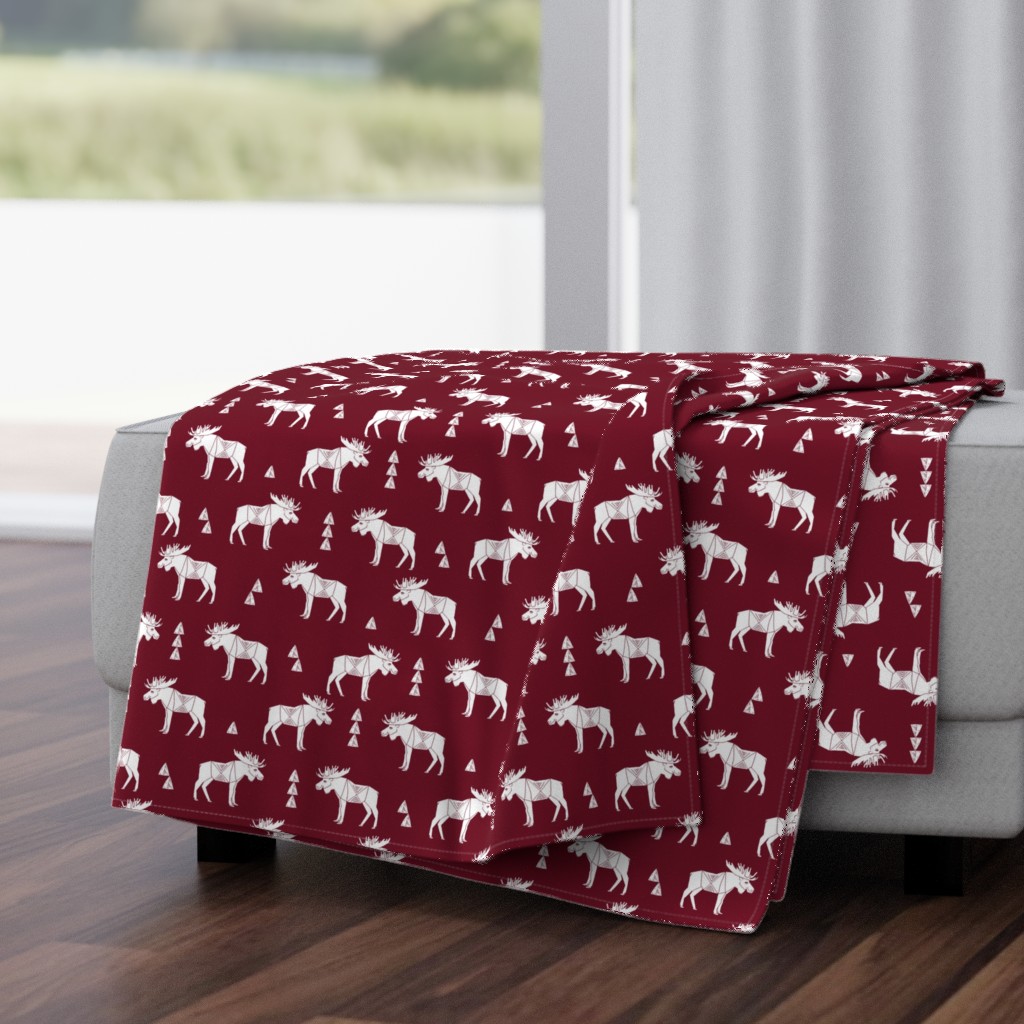 moose fabric // moose nursery baby fabric -  maroon,