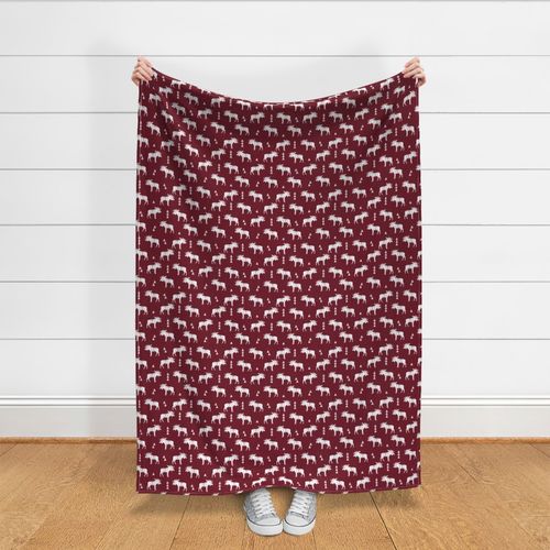 moose fabric // moose nursery baby fabric -  maroon,