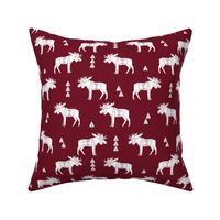 moose fabric // moose nursery baby fabric -  maroon,