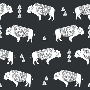 buffalo fabric // nursery baby cabin outdoors fabric print andrea lauren design - charcoal