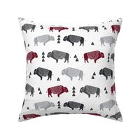 buffalo fabric // nursery baby cabin outdoors fabric print andrea lauren design - marroon, charcoal, grey