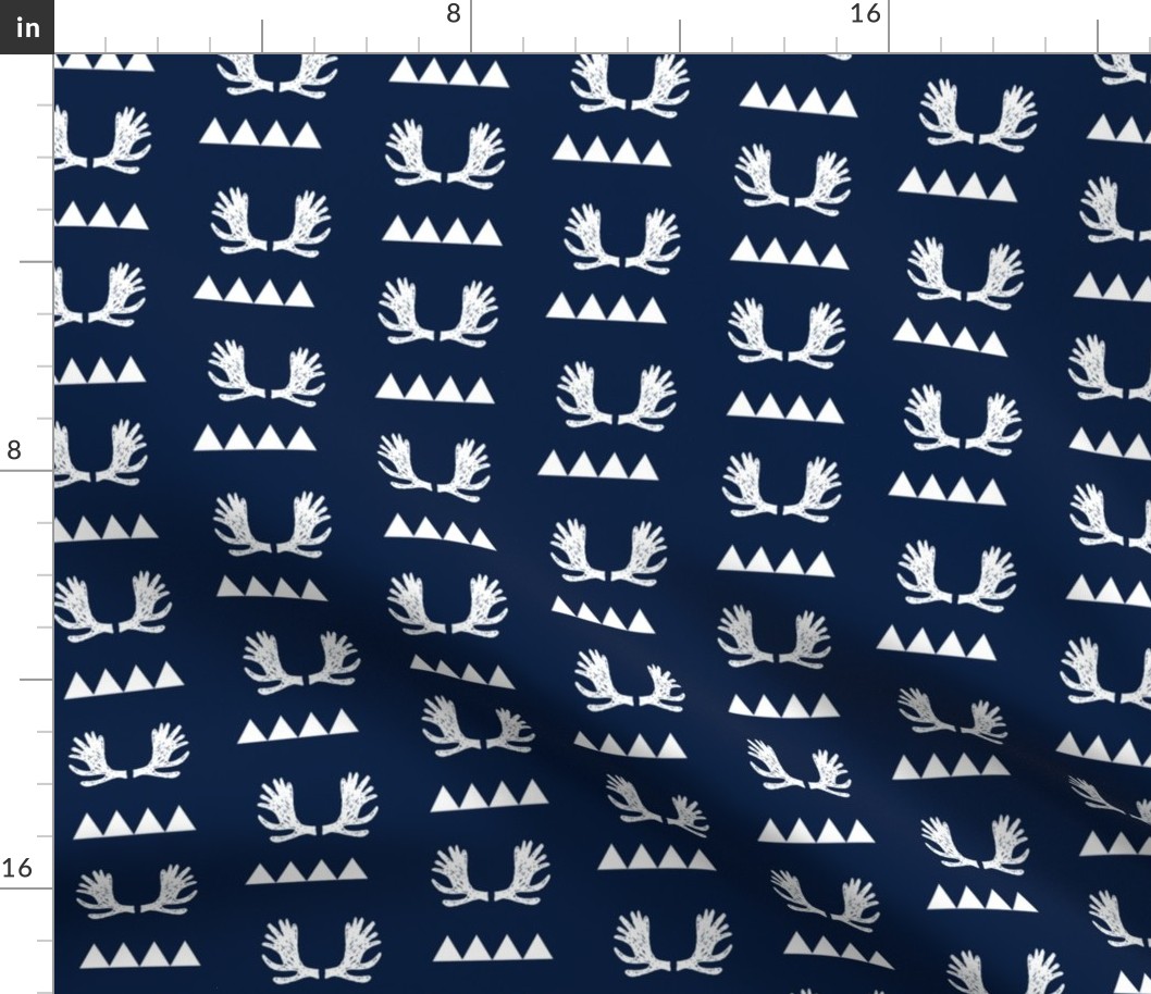 moose antlers fabric // moose fabric andrea lauren fabric nursery baby design - navy