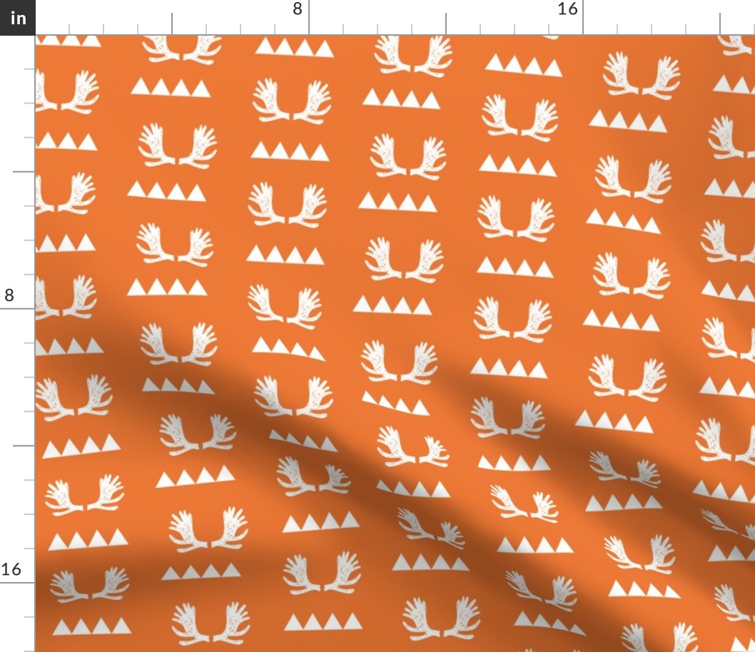moose antlers fabric // moose fabric andrea lauren fabric nursery baby design - orange