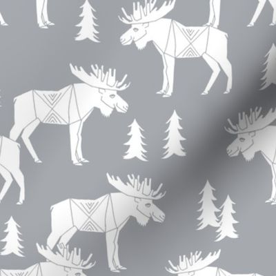 moose fabric // moose nursery baby fabric - light grey