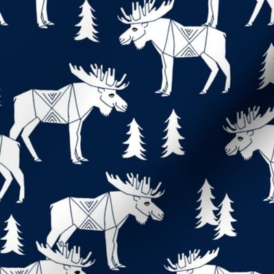 moose fabric // moose nursery baby fabric - navy
