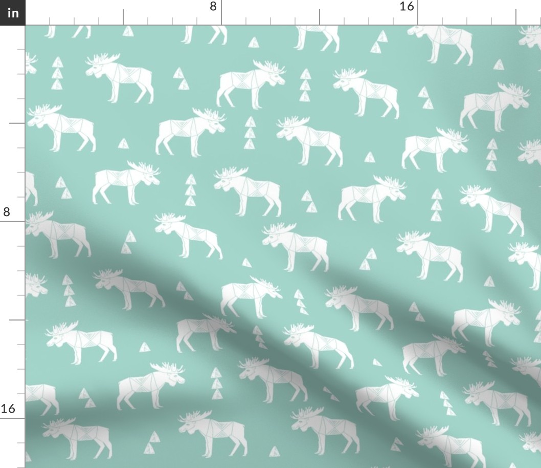 moose fabric // moose nursery baby fabric - mint