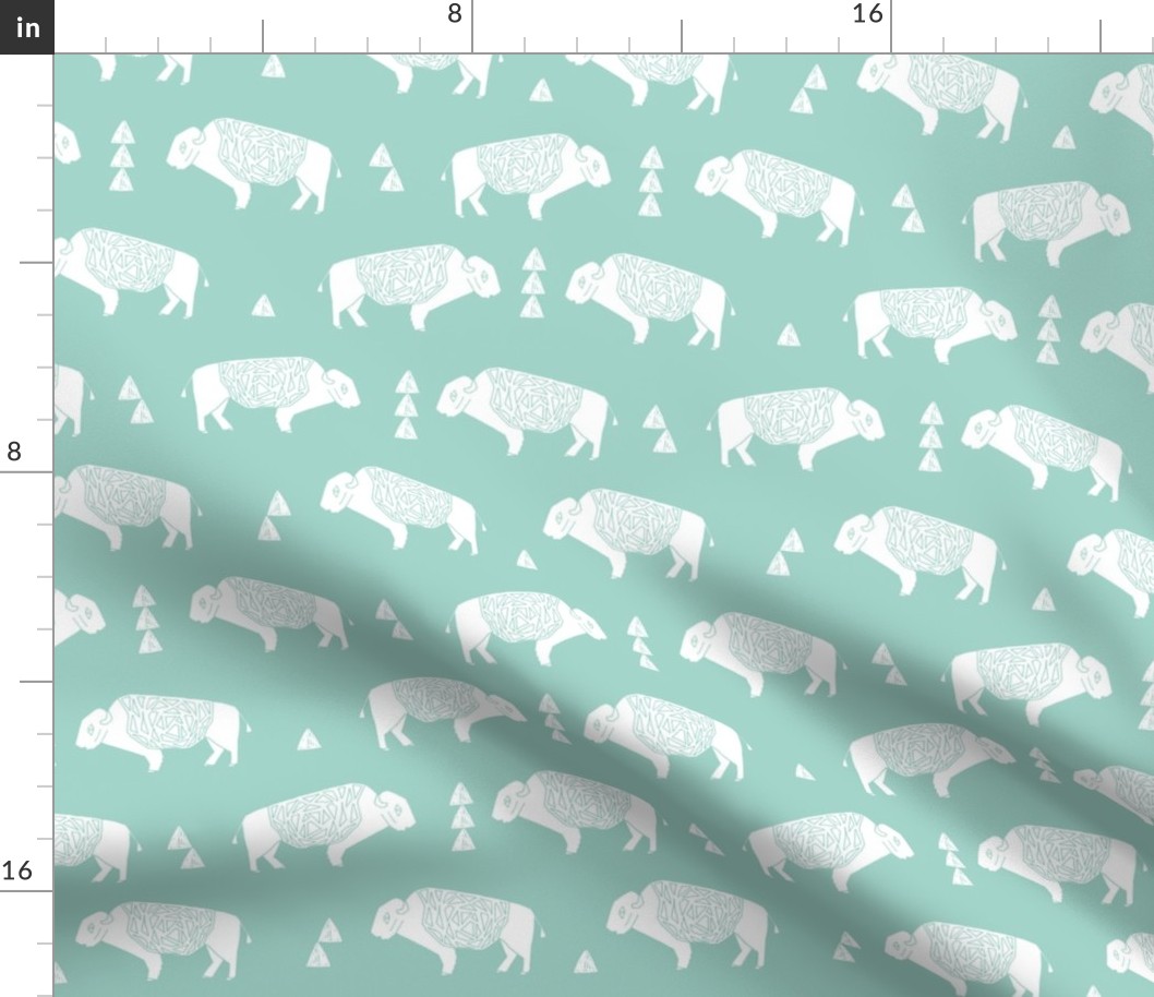 buffalo fabric // nursery baby cabin outdoors fabric print andrea lauren design - mint