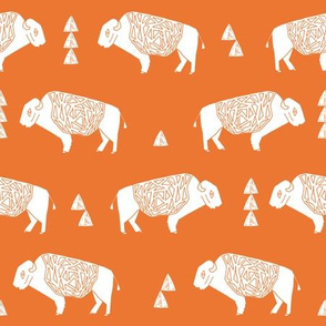 buffalo fabric // nursery baby cabin outdoors fabric print andrea lauren design - orange