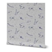 Sea Lion Ocean Fabric | Sea animals beach fabric, seal print fabric for beach wrap, coastal decor.