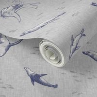 Sea Lion Ocean Fabric | Sea animals beach fabric, seal print fabric for beach wrap, coastal decor.