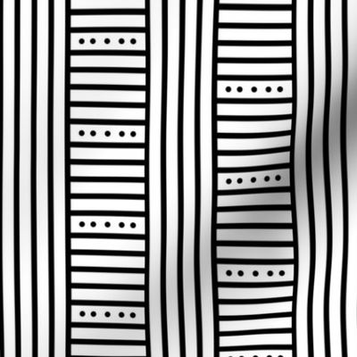 Dots + geometric stripe play, black + white by Su_G_©SuSchaefer