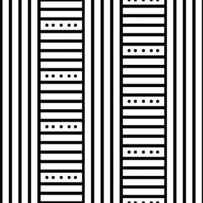 Dots + geometric stripe play, black + white by Su_G_©SuSchaefer