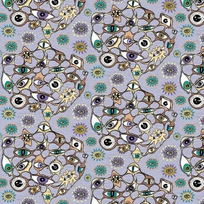 eyes eye geodesic geometric abstract, small scale, violet purple lavender orchid lilac brown taupe green beige