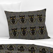 Black cat Halloween damask