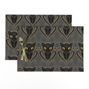 Black cat Halloween damask