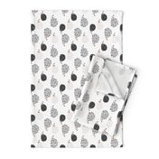 Scandinavian sweet hedgehog illustration for kids gender neutral black and white rotated