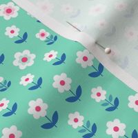 Retro Flowers Mint and Pink