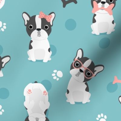 Frenchie - mint and pink french bulldog