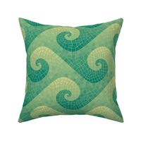 wave mosaic - green and gold