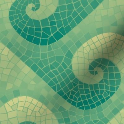 wave mosaic - green and gold