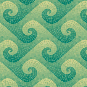 wave mosaic - green and gold