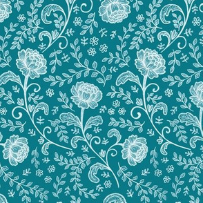 Lace White on Teal