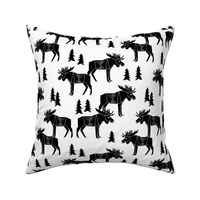 moose fabric // moose forest black and white baby nursery fabric black and white by andrea lauren