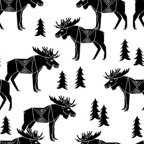 moose fabric // moose forest black and white baby nursery fabric black and white by andrea lauren