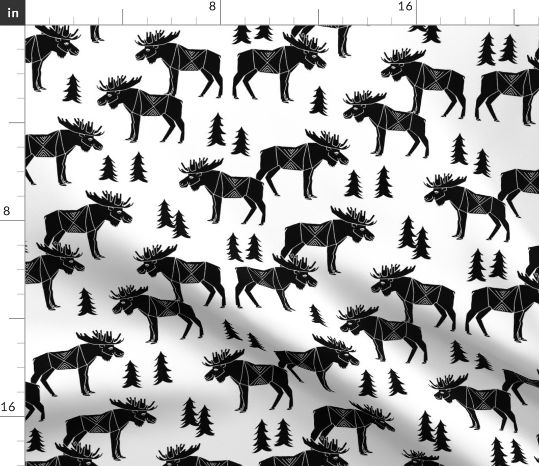 moose fabric // moose forest black and white baby nursery fabric black and white by andrea lauren