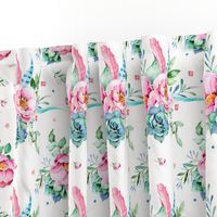 8" Aqua & Pink Floral Print / MIX & MATCH 