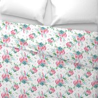 8" Aqua & Pink Floral Print / MIX & MATCH 