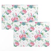 8" Aqua & Pink Floral Print / MIX & MATCH 