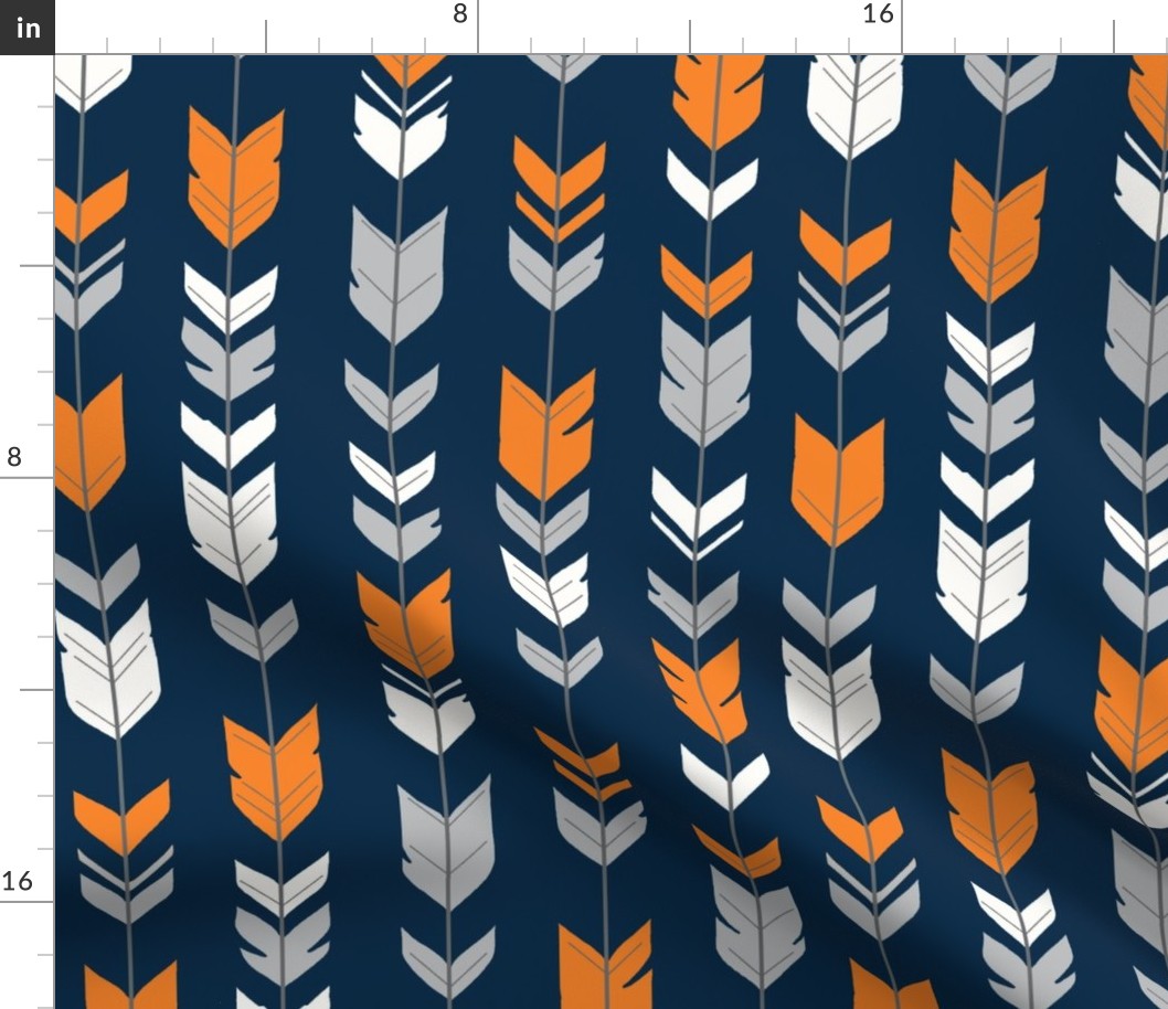 arrow Feathers- navy, orange, grey