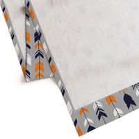 Arrow Feather - navy, orange, white on grey