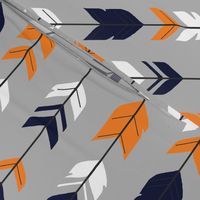 Arrow Feather - navy, orange, white on grey