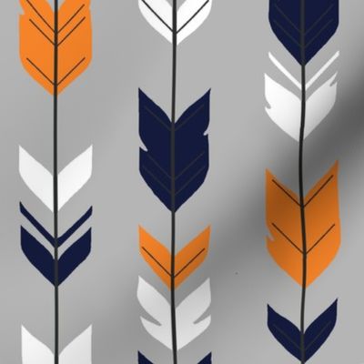 Arrow Feather - navy, orange, white on grey