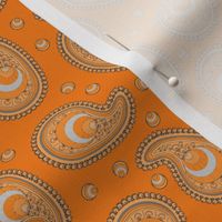 Orange and Light Gray Peacock Paisley