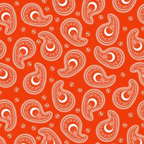 Red and White Peacock Paisley