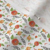 Orange Watercolor Floral Flowers Dots Brown Green Oranges Feminine Girl