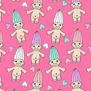 90s nostalgia fabric // cute dolls toys pastel rainbows fabric hand-drawn cute design