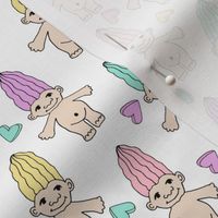 90s nostalgia fabric // cute dolls toys pastel rainbows fabric hand-drawn cute design pastel rainbow