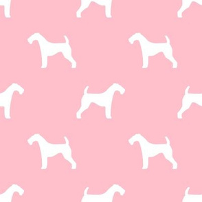 Airedale Terrier silhouette dog fabric blossom pink