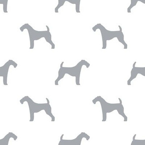 Airedale Terrier silhouette dog fabric  grey white