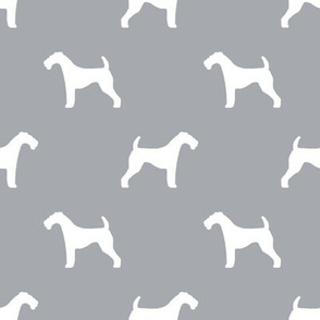 Airedale Terrier silhouette dog fabric grey
