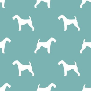 Airedale Terrier silhouette dog fabric gulf blue