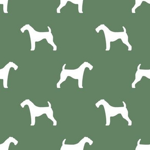 Airedale Terrier silhouette dog fabric medium green